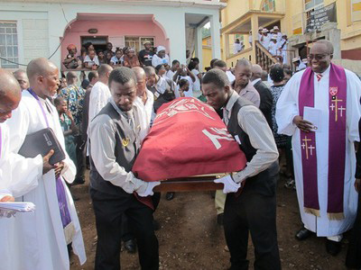 File photo from the funeral of the Rev. Isaac Momoh Ndanema in Sierra Leone. 